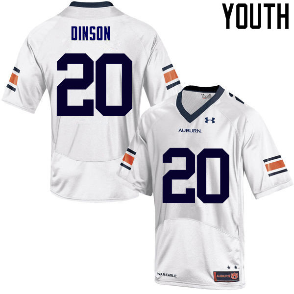 Youth Auburn Tigers #20 Jeremiah Dinson College Football Jerseys Sale-White